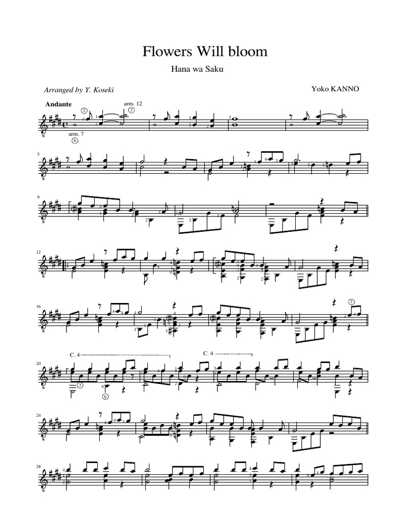 Flowers Will Bloom (Guitar) PDF Japan Nature