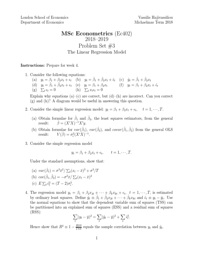 Ps3 2 Pdf Ordinary Least Squares Dependent And Independent Variables