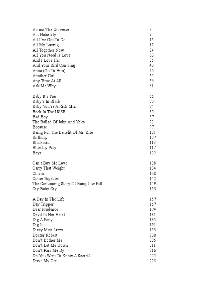 Beatles Scores Index | PDF | George Martin | The Beatles