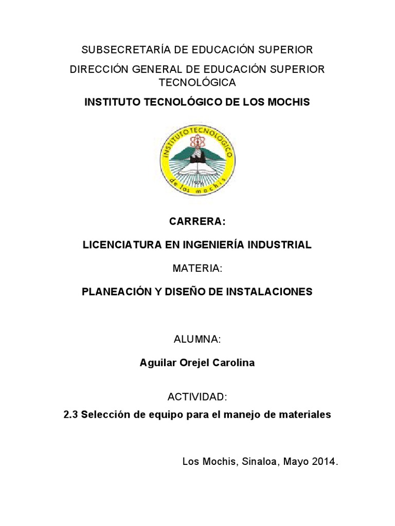 Selección de Equipo para Manejo de Materiales | PDF | Máquina elevadora ...