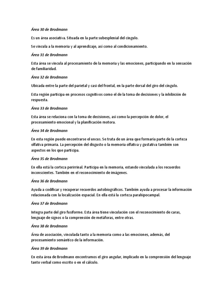 Funciones del Área 40 de Brodmann | PDF