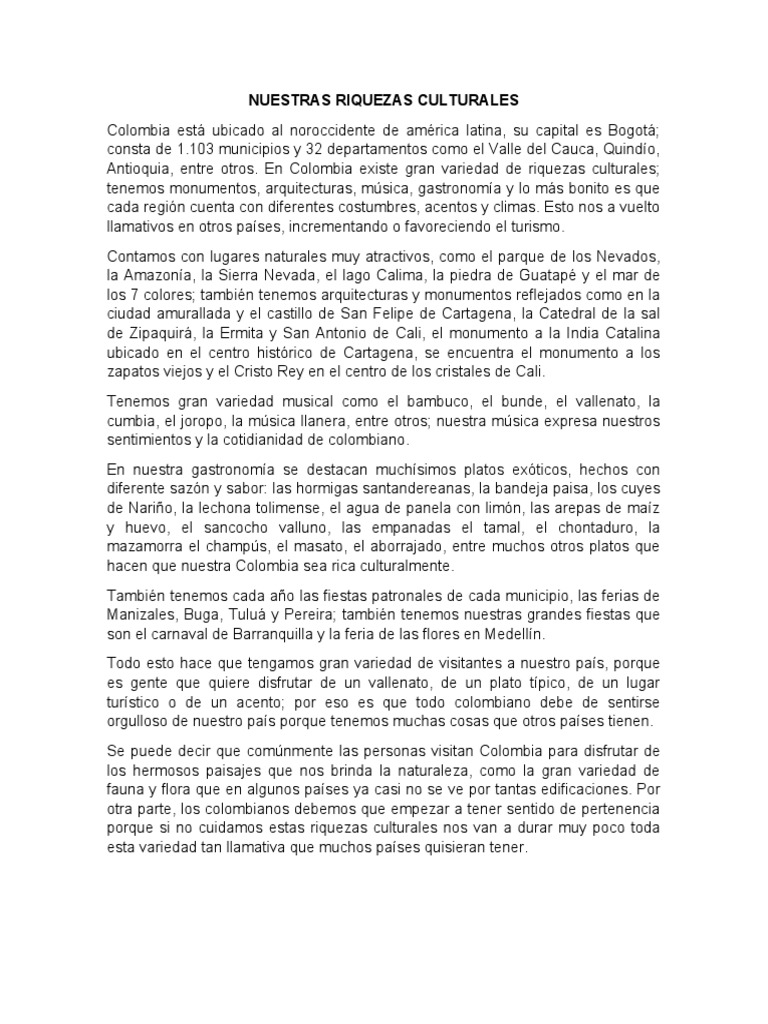 Riquezas Culturales | PDF | Colombia | Cocina de las Americas 