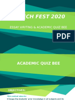 Speech Fest 2020 Academic Quiz Bee & Essay Writing Contest