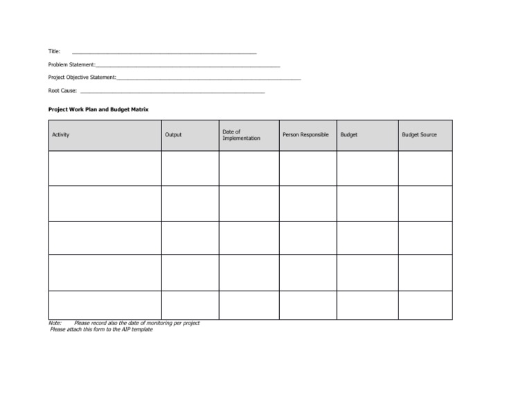 Project Work Plan and Budget Matrix | PDF