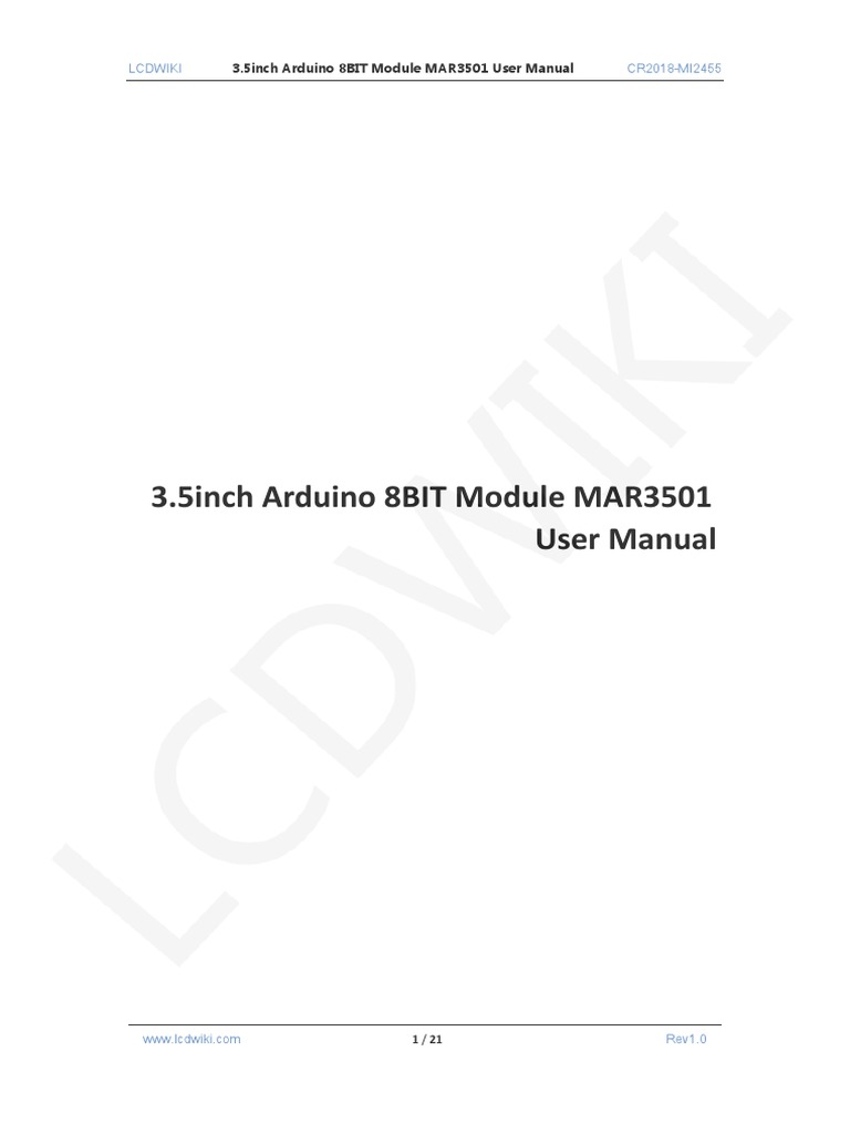 3.5inch Arduino 8BIT Module MAR3501 User Manual en | PDF | Arduino ...