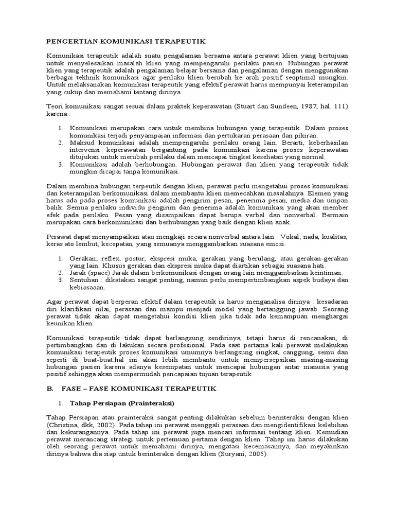 Pengertian Komunikasi Terapeutik Pdf