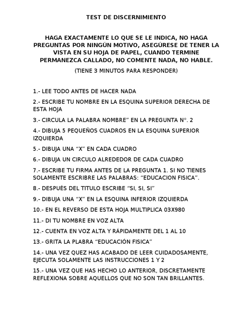 Test de Discernimiento | PDF