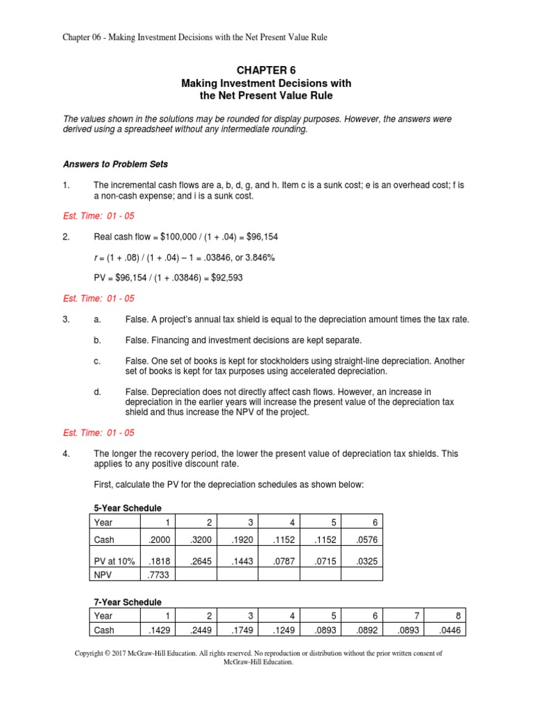 BMA 12e SM CH 06 Final PDF | PDF | Net Present Value | Depreciation