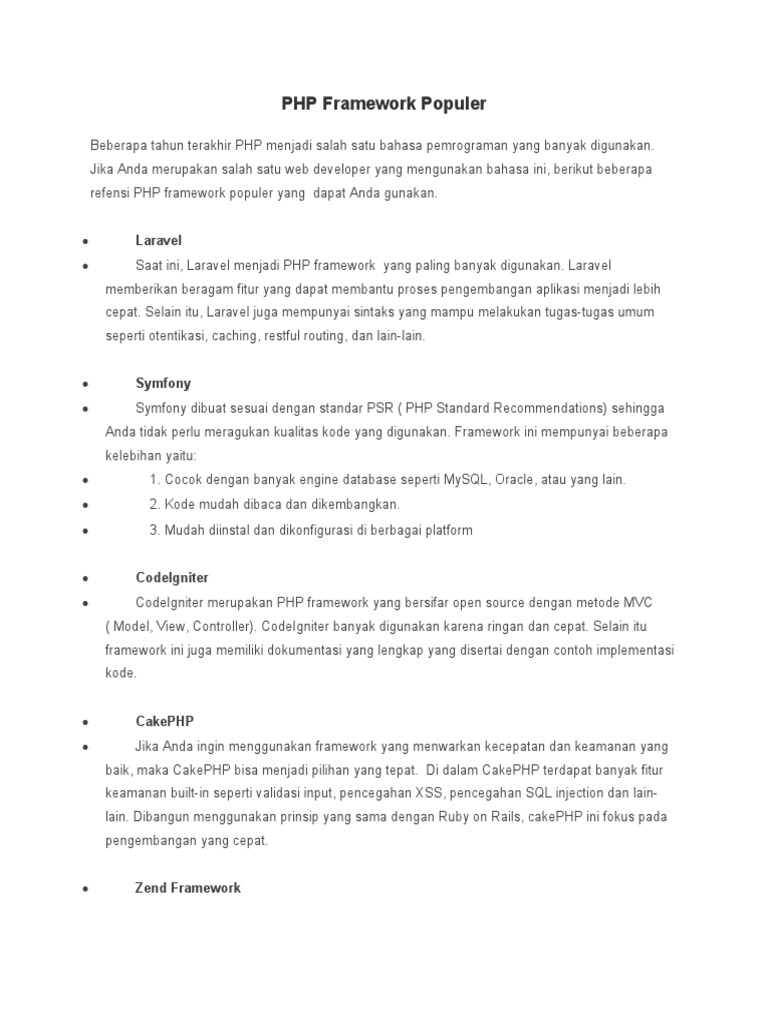 PHP Framework Populer | PDF