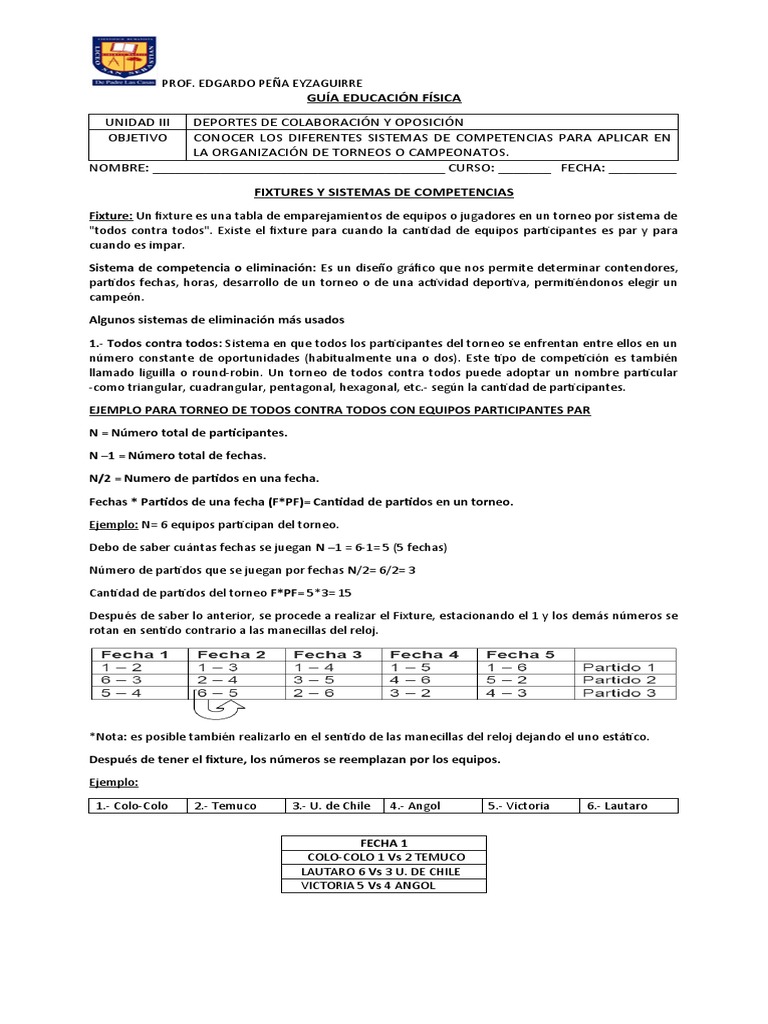 Guia Fixtures y Sistemas de Competencias | PDF | Deportes | Ocio