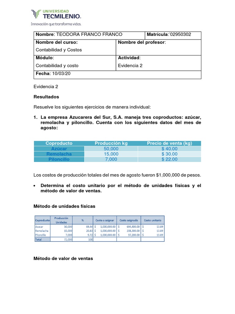 Evidencia 2: Contabilidad y Costos | PDF | Estado de resultados ...