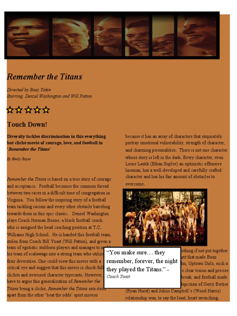 Remember the Titans: A Film Review | PDF