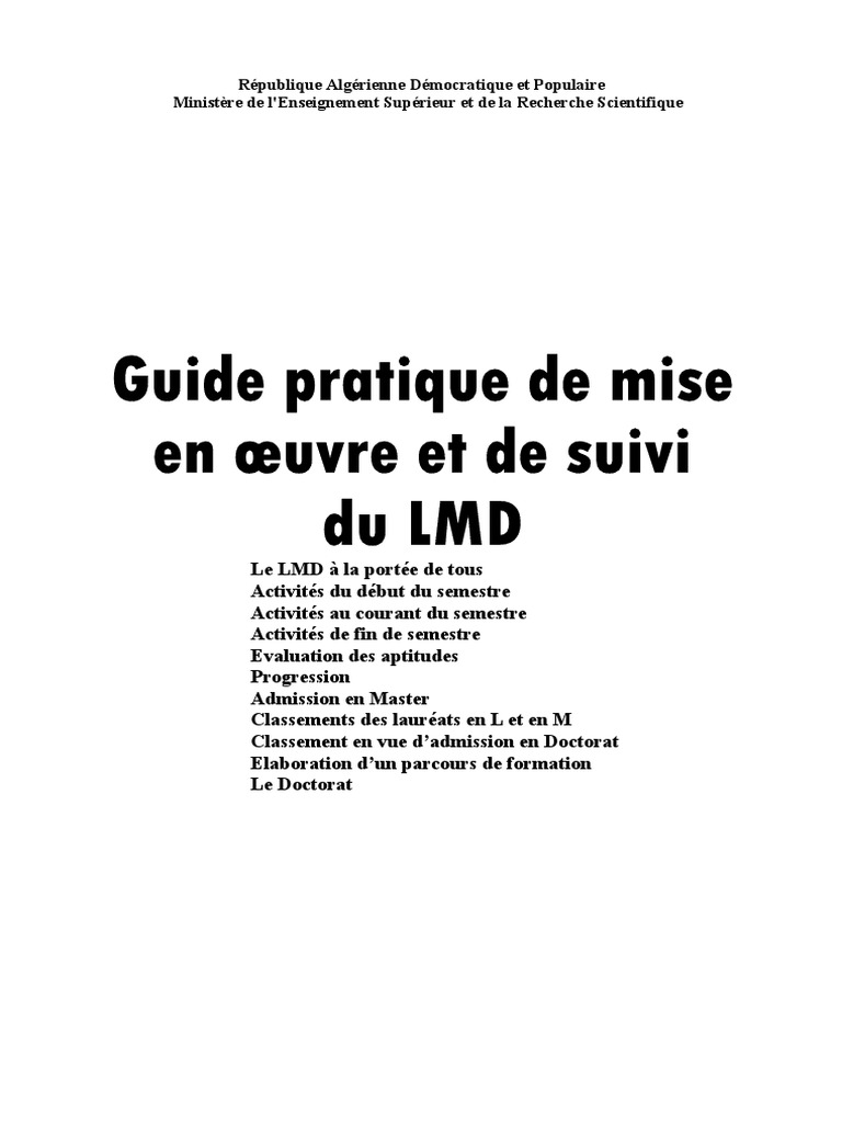 Guide Pratique Systeme LMD en Francais | PDF | Docimologie | Qualifications