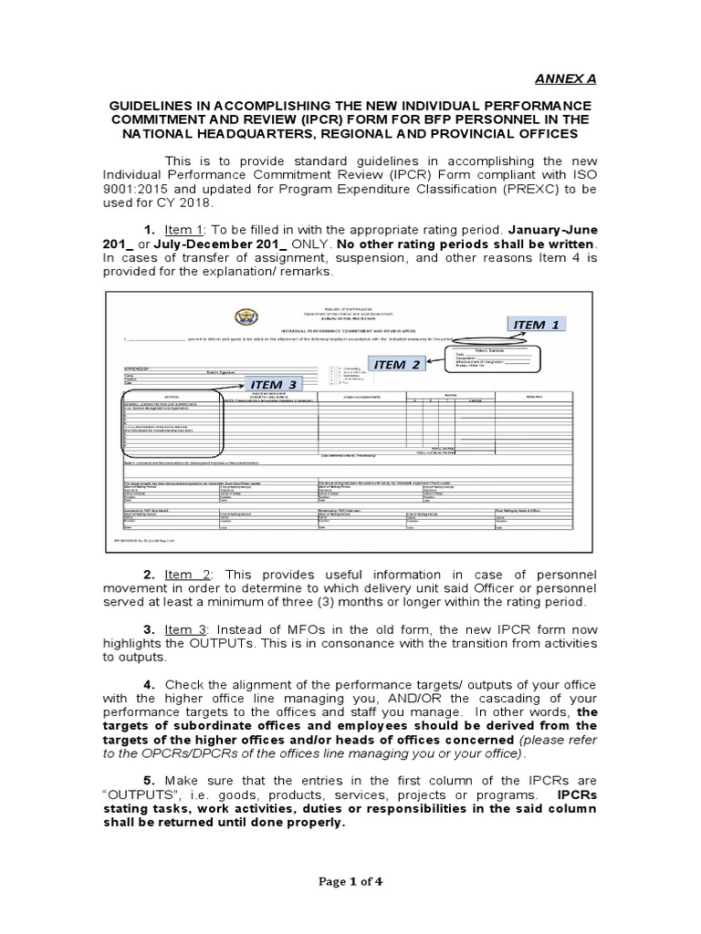 IPCR Form Guidelines for BFP Personnel | PDF | Government | Business