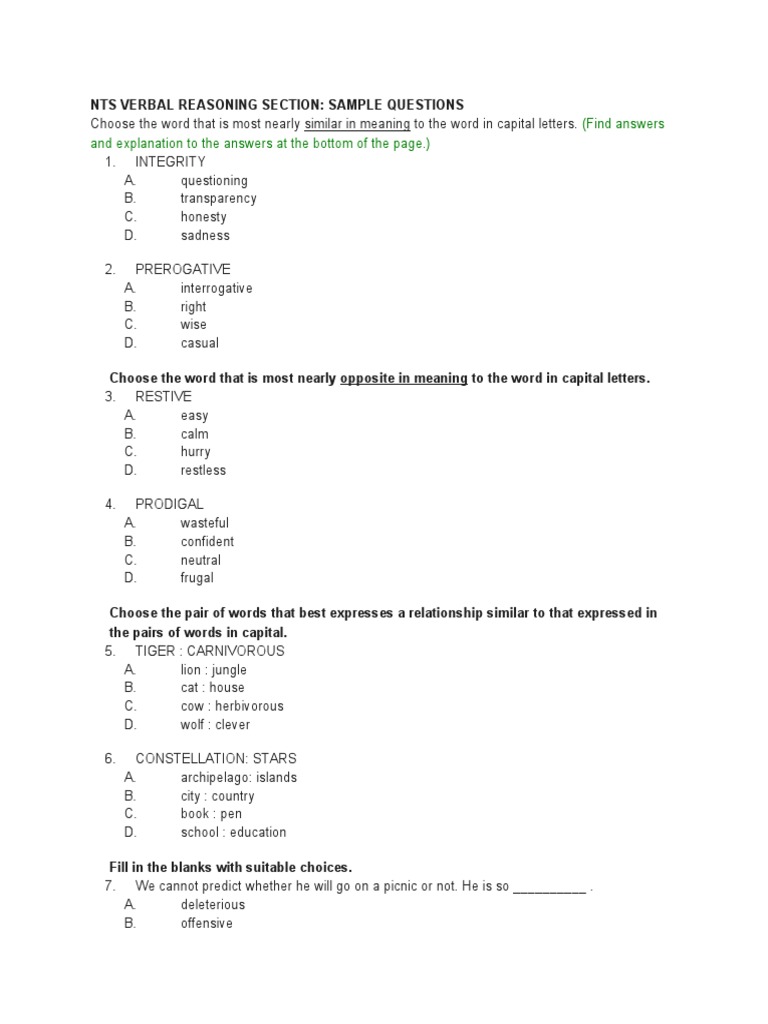 Nts verbal reasoning section download free pdf nature
