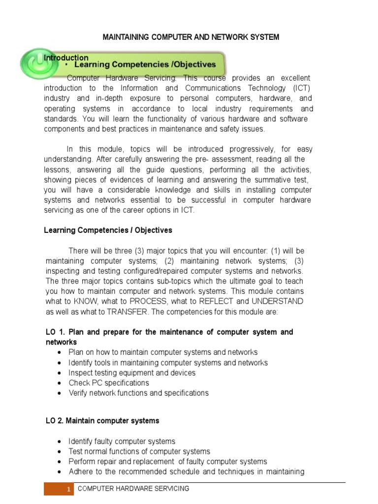 Grade 11 Computer Maintenance Guide | PDF | Systems Engineering | Computing