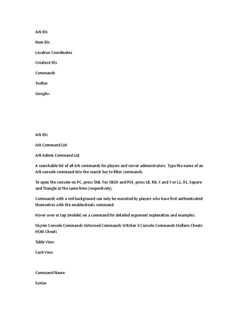 Cheats Ark 2 Pdf Leisure