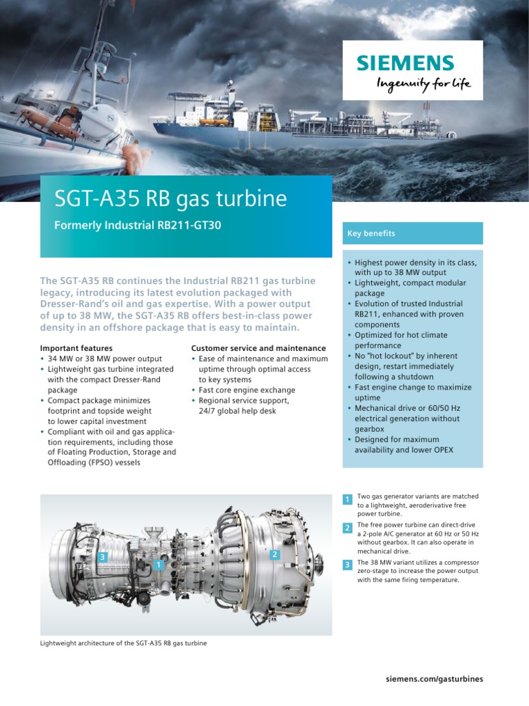 SGT-A35 RB (Industrial RB211) Gas Turbine | PDF | Gas Turbine | Watt