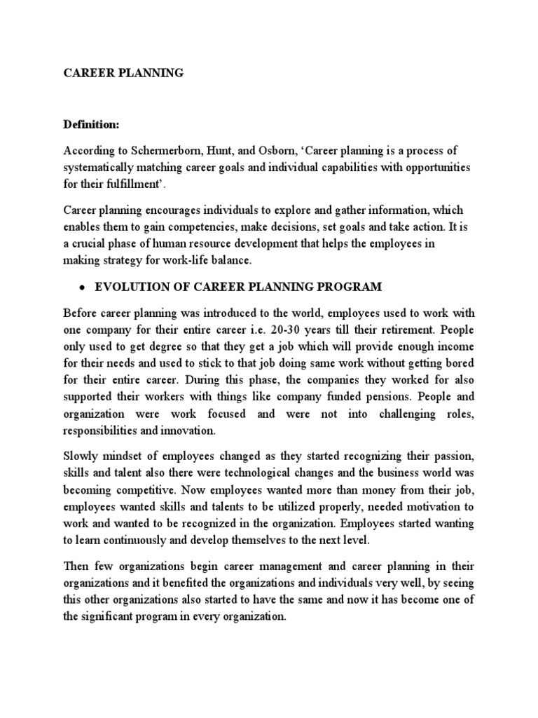 Career Planning Notes | PDF | Human Resources | Employment