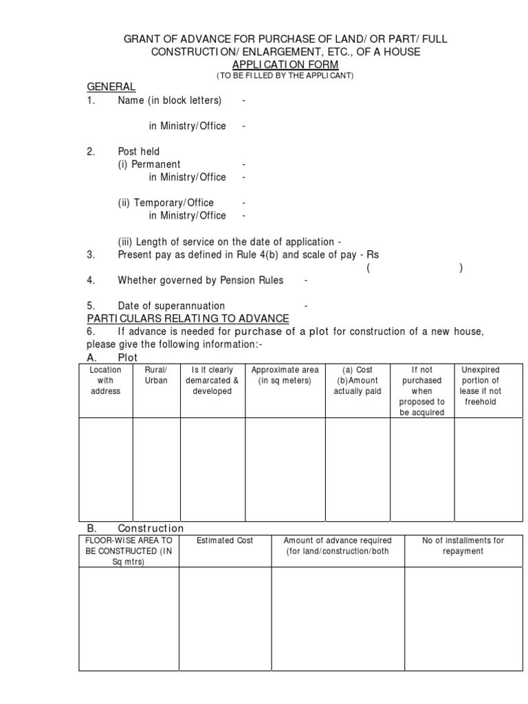 House Building Advance Application Form | PDF | Pension | Government
