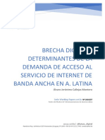 Working Paper - Brecha Digital y Determinantes de La Demanda de Acceso Al Servicio de Internet de Banda Ancha en America Latina PDF