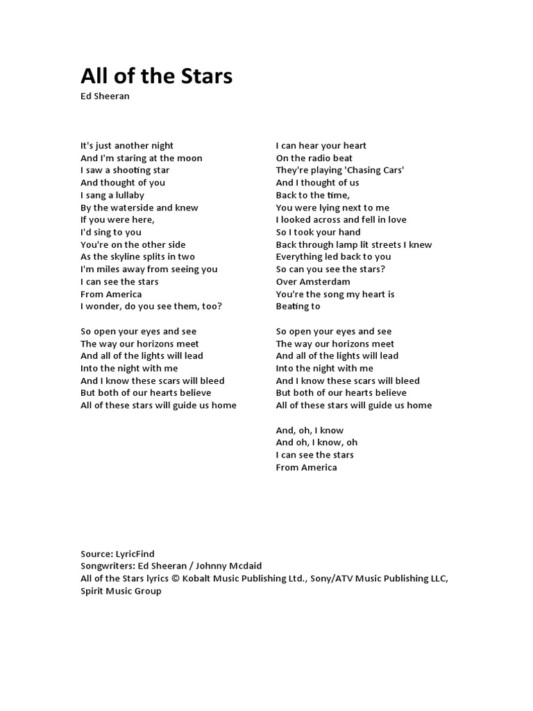 All Of The Stars Ed Sheeran Lyrics