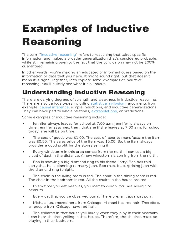 example essay of inductive reasoning