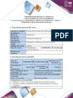 Guía de Actividades y Rúbrica de Evaluación - Paso 3 - Diagnóstico de La Educación Inclusiva PDF