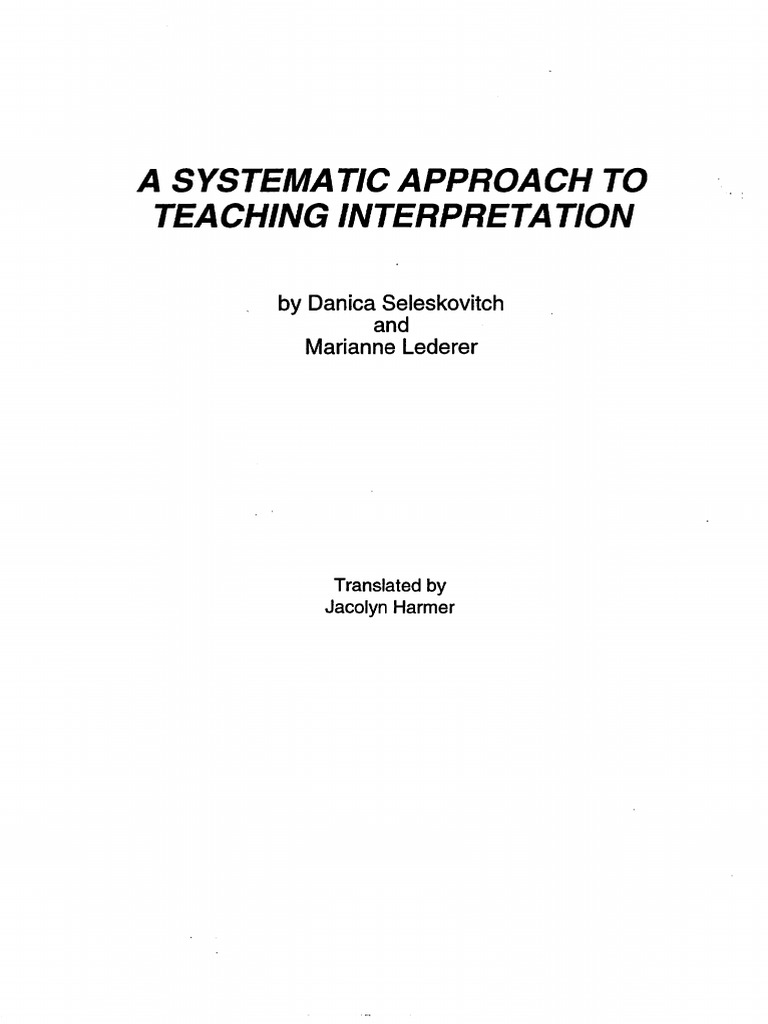 Seleskovitch Systematic Approaches To Teaching Interpretation Pdf Pdf Language Interpretation Idea