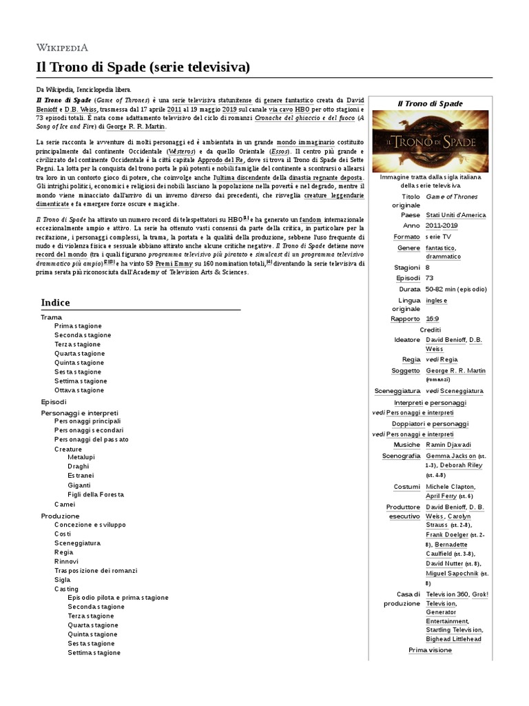 Il Trono Di Spade (Serie Televisiva) | PDF, image size:768x1024