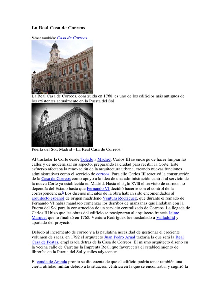 Historia de la Real Casa de Correos | PDF | Madrid | Agitación