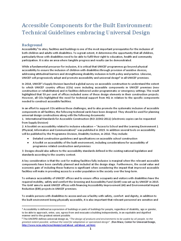 Promoting Universal Design: Comprehensive Technical Guidelines for ...