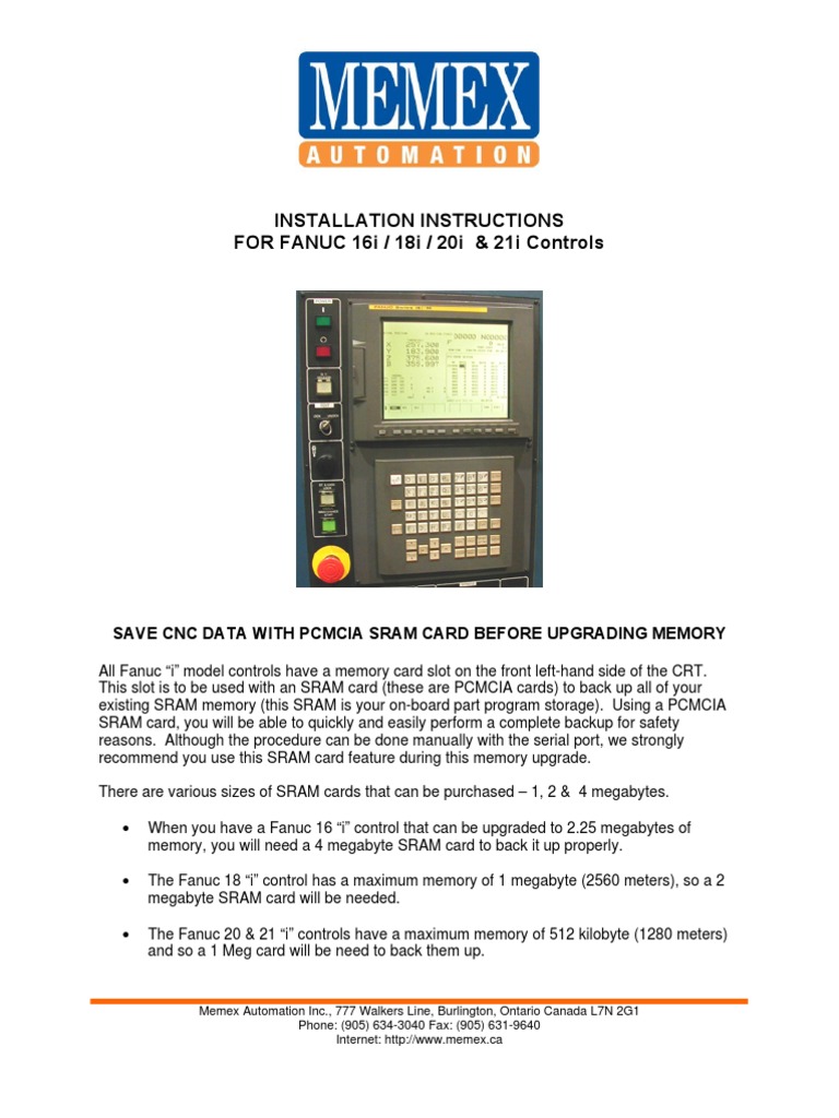 FANUC 18i Memory Upgrade Instructions | PDF | Electrical Connector