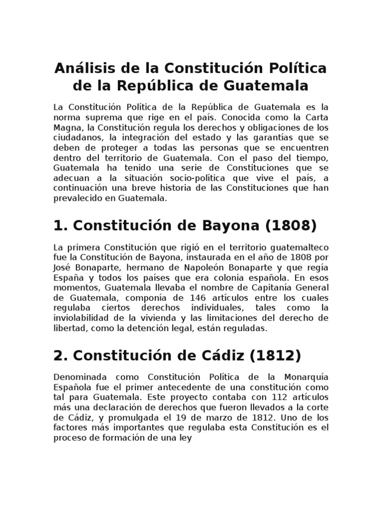 Análisis de La Constitución Política de La República de Guatemala | PDF ...