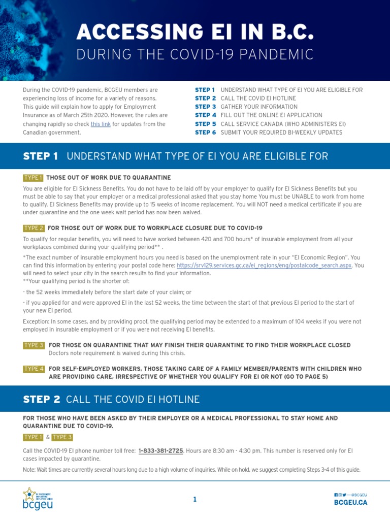 EI Application Guide for BC During COVID-19 | PDF | Employment | Cheque