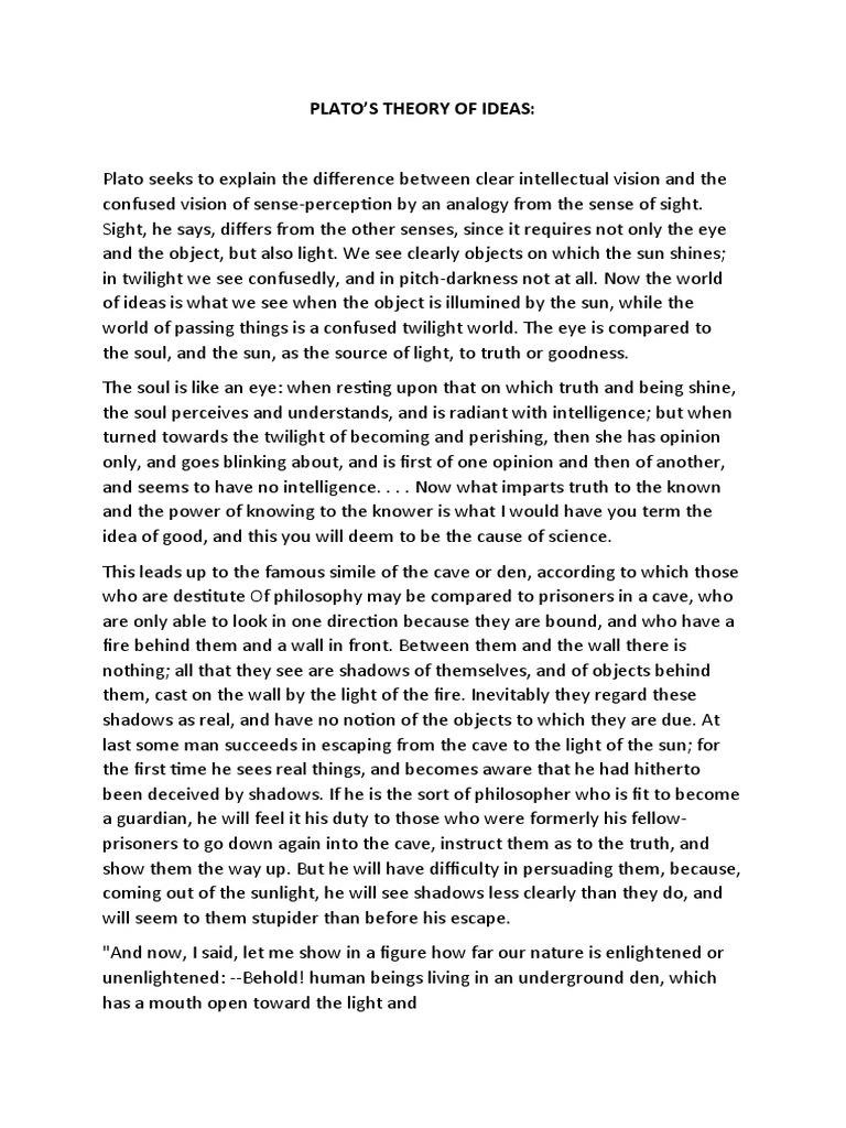 Plato's Theory of Ideas Explained | PDF | Metaphysics | Philosophical ...