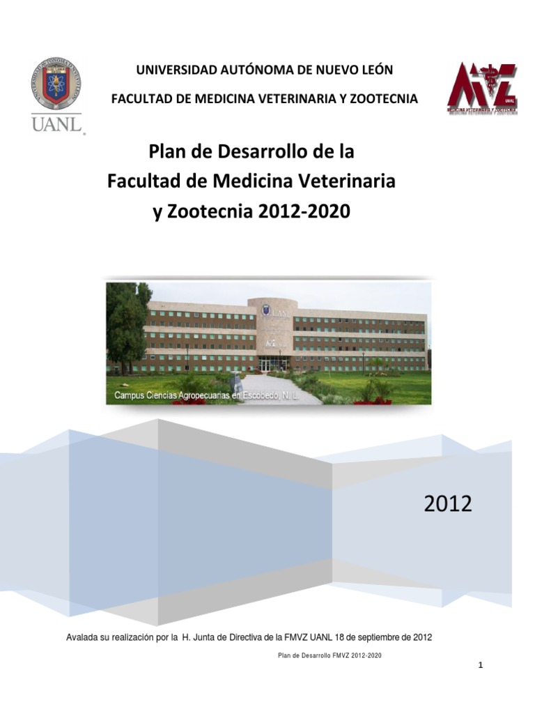 Plan de Desarrollo FMVZ UANL 07 Abril 13 PDF | PDF | Medicina Veterinaria |  Plan de estudios, image size:768x1024