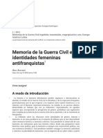 Memoria de La Guerra Civil e Identidades Femeninas Antifranquistas