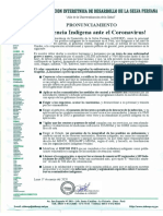 Pronunciamiento de Aidesep Ante El Coronavirus