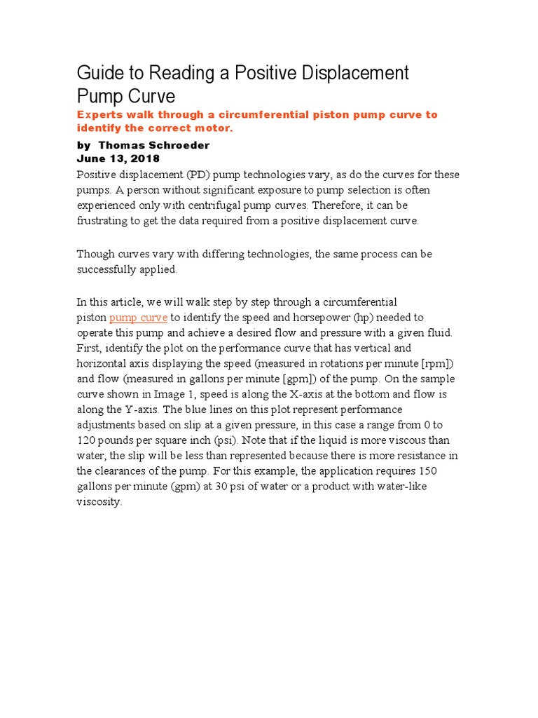 Positive Displacement Pump Curve Guide | PDF | Horsepower | Pump