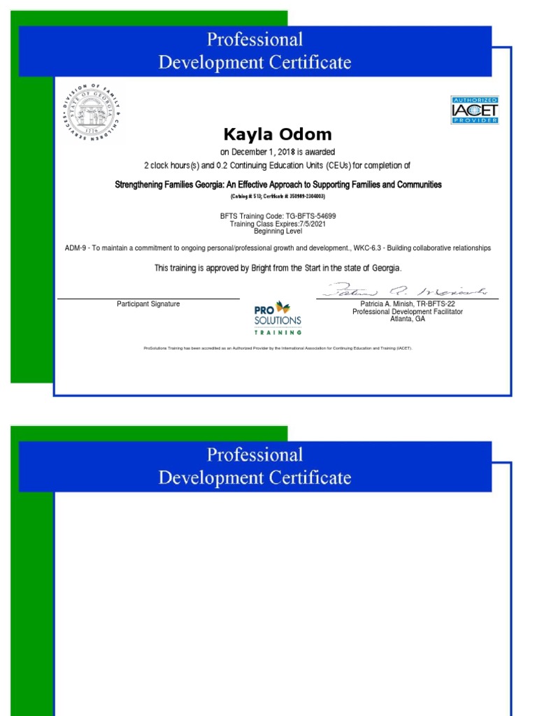 Kayla Odom's Training Certificate | PDF