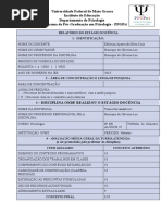 FORMULARIO RELATÓRIO ESTÁGIO DOCÊNCIA