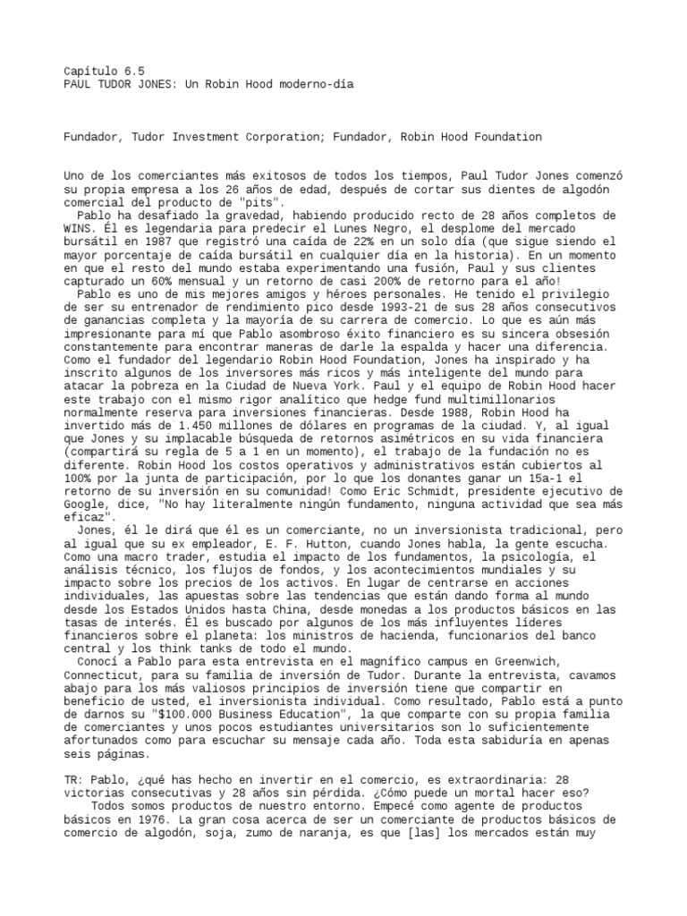06-05 - Paul Tudor Jones | PDF | Warren Buffett | Inversiones