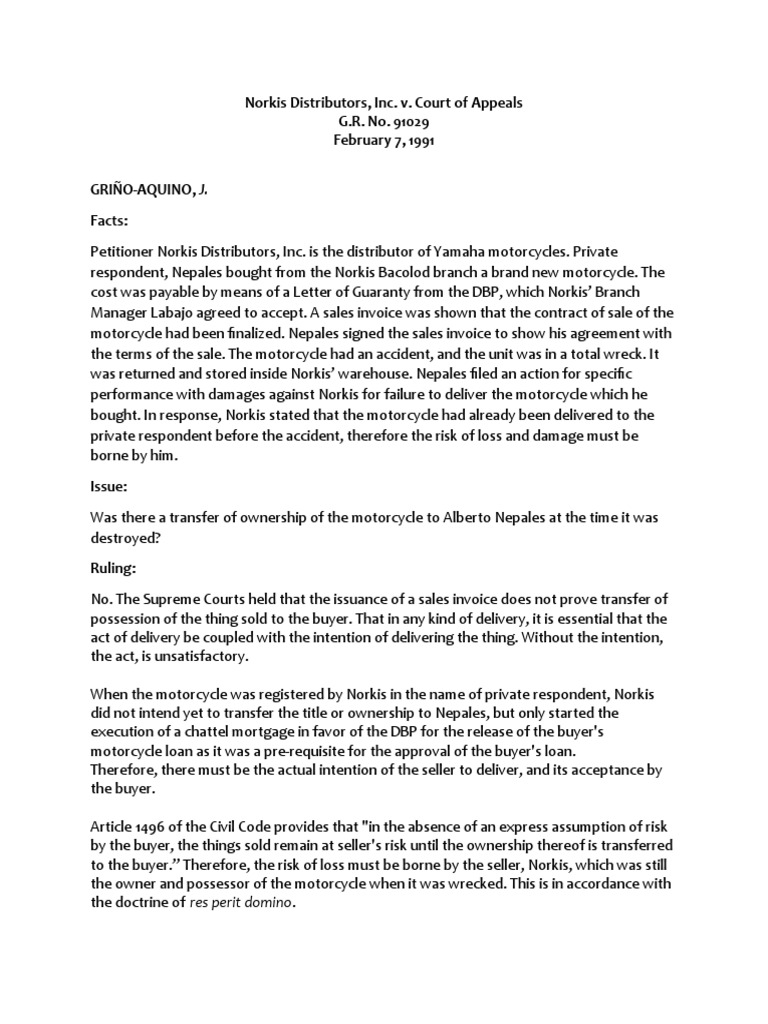 Norkis Distributors, Inc. v. Court of Appeals PDF