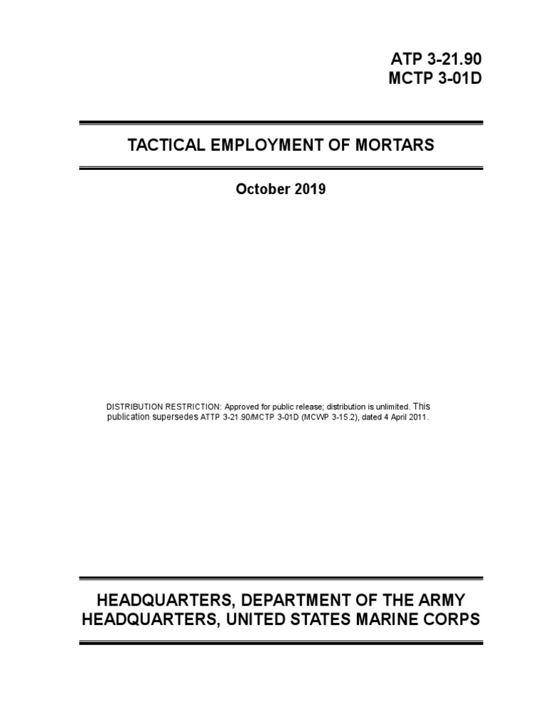 Atp 3 21 90 mctp 3 01d tactical employment of mortars 2019 pdf