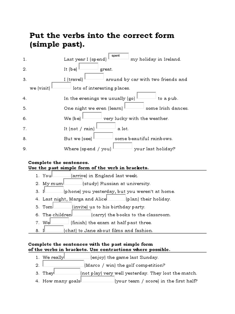 Latihan Simple Past Tense