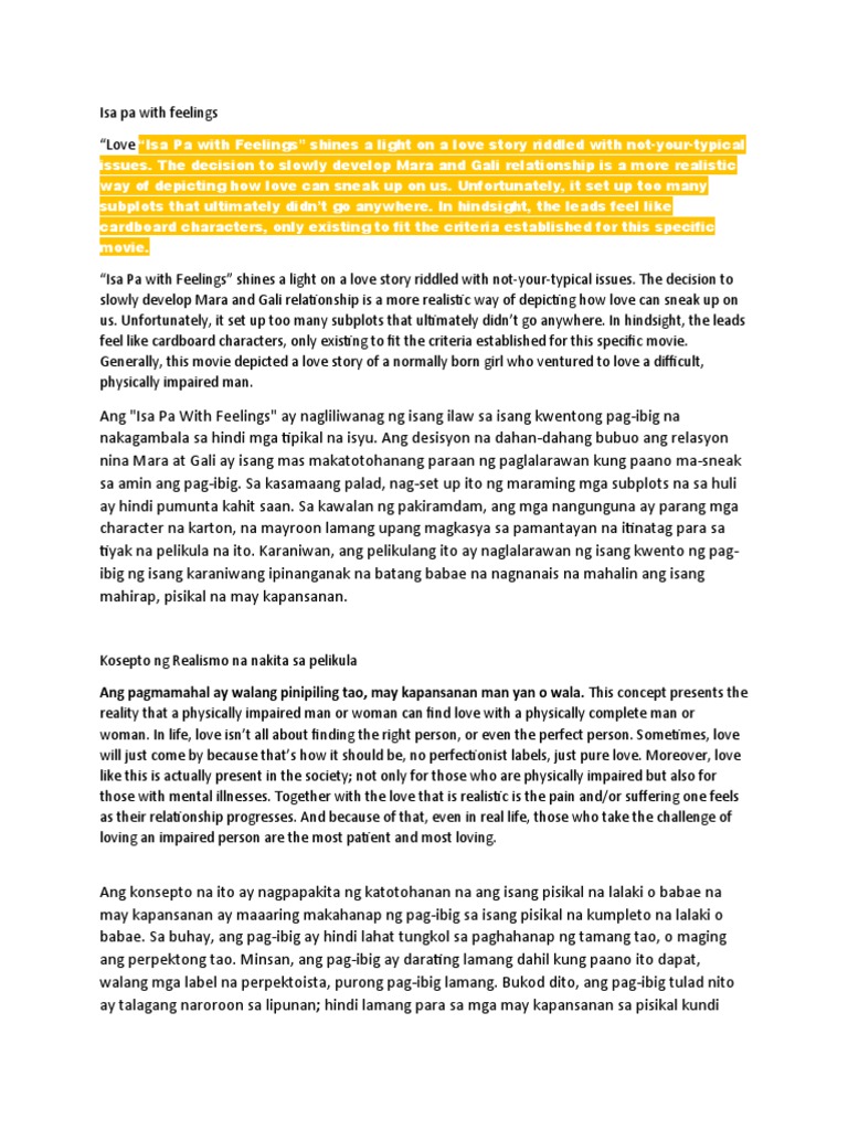 Filipino Movie Analysis | PDF | Disability