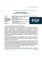 TDR para Especialista en Planificación y Gestión de Servicios D