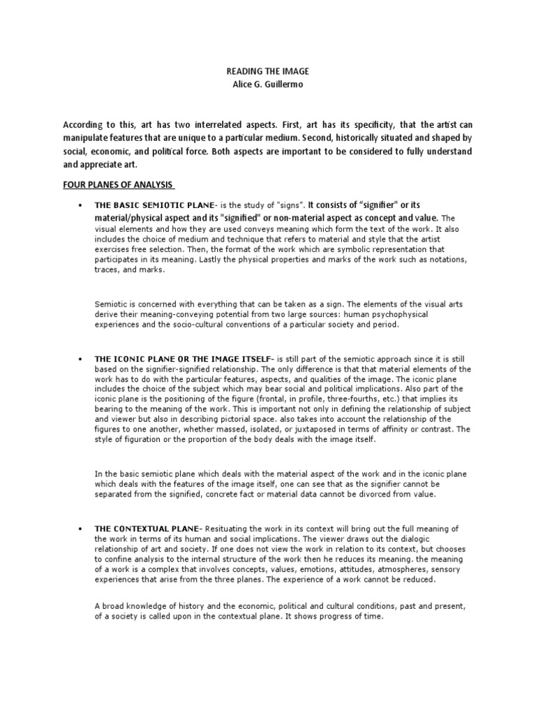 Reading The Image Summary Pdf Semiotics Value Ethics