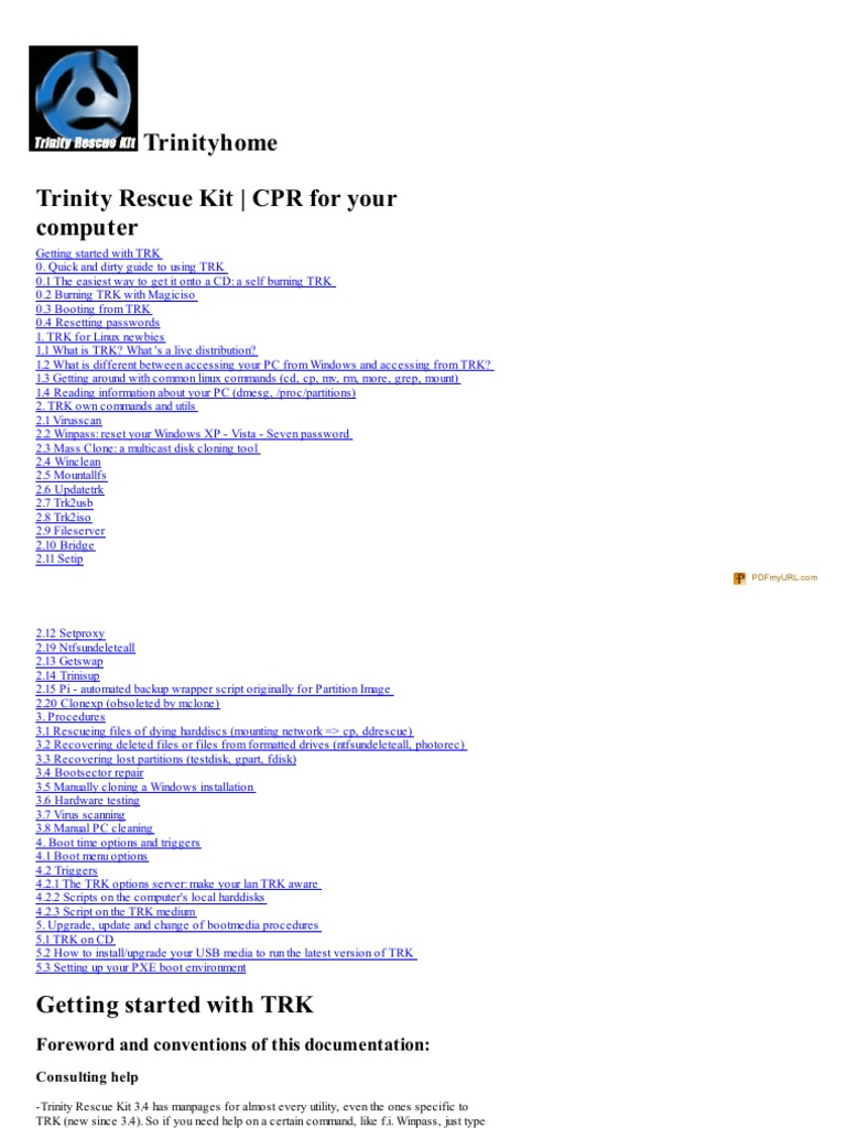 Trinity Rescue Kit 3 4 Guide File System Windows Registry